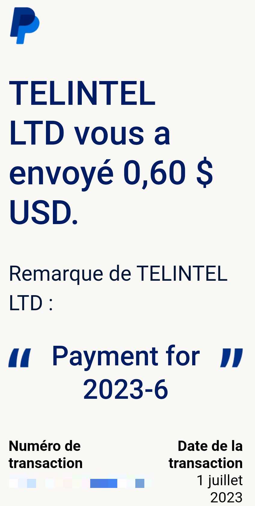 Preuve de paiement Control my sms de Up22