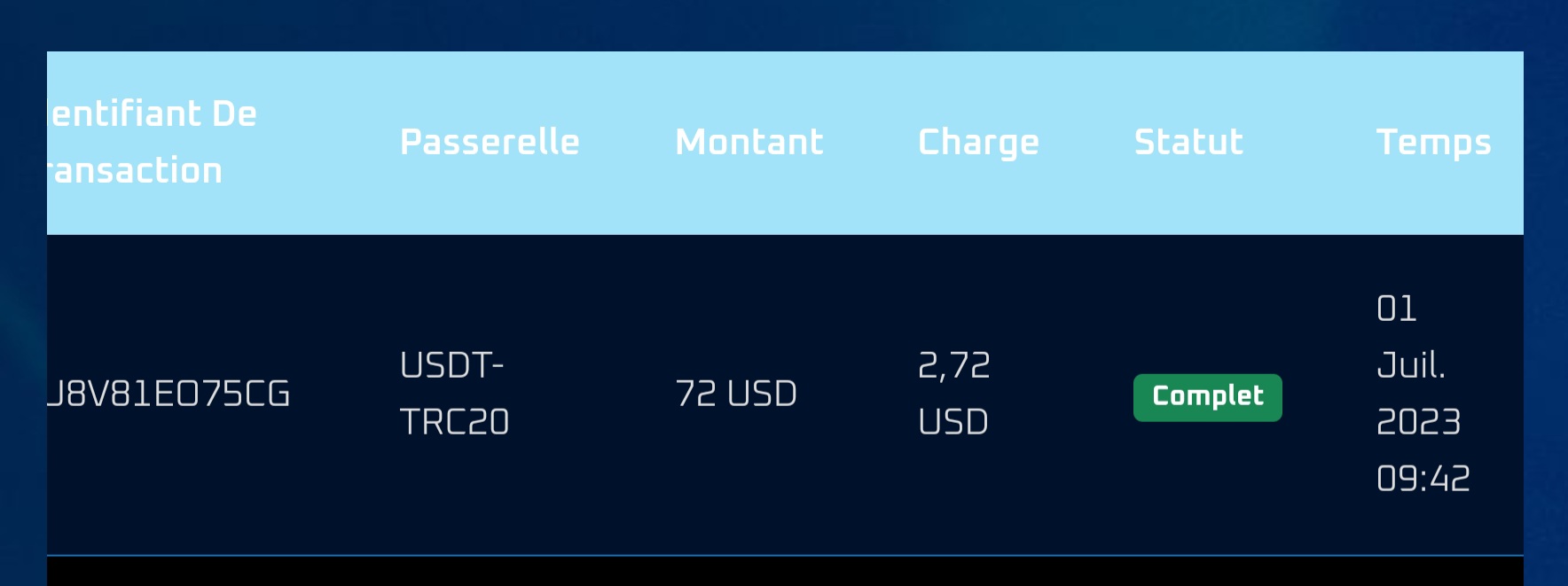 Preuve de paiement Ai performance de Nico66