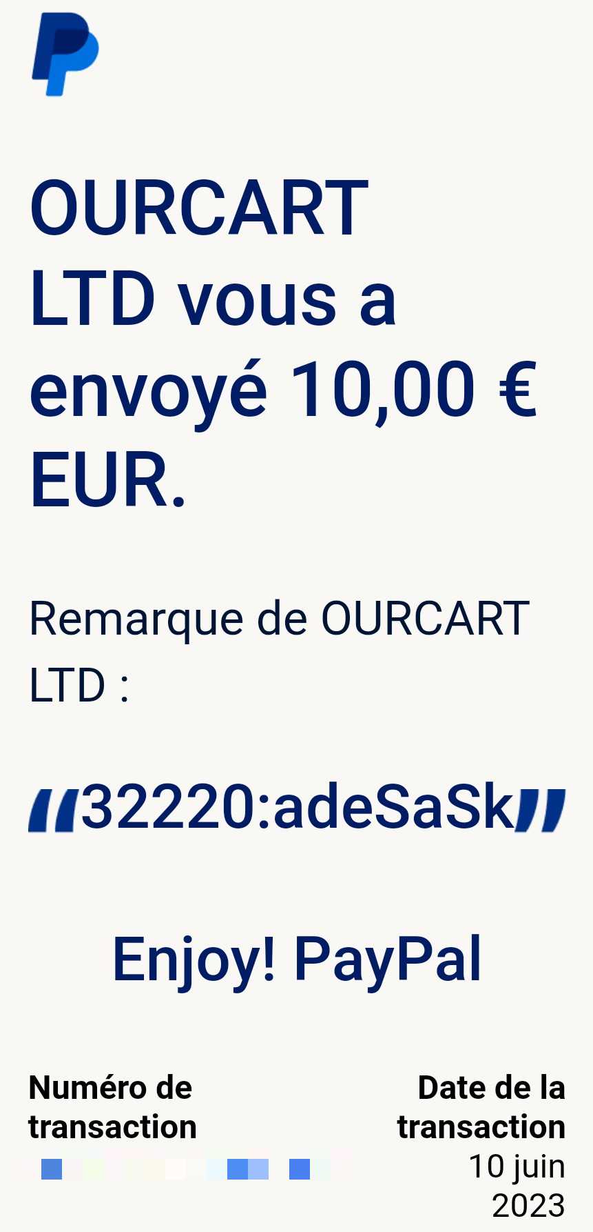 Preuve de paiement Storewards de Up22