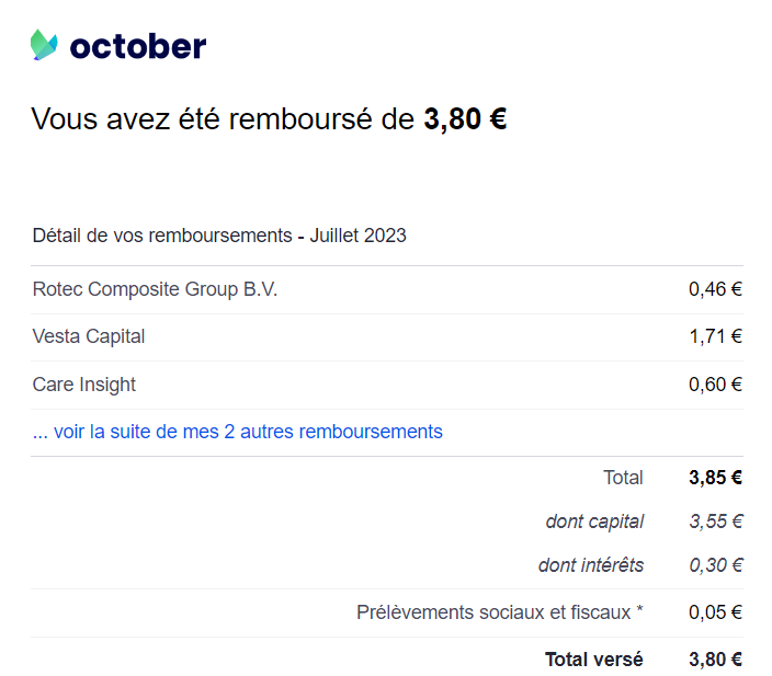 Preuve de paiement October de Xandre