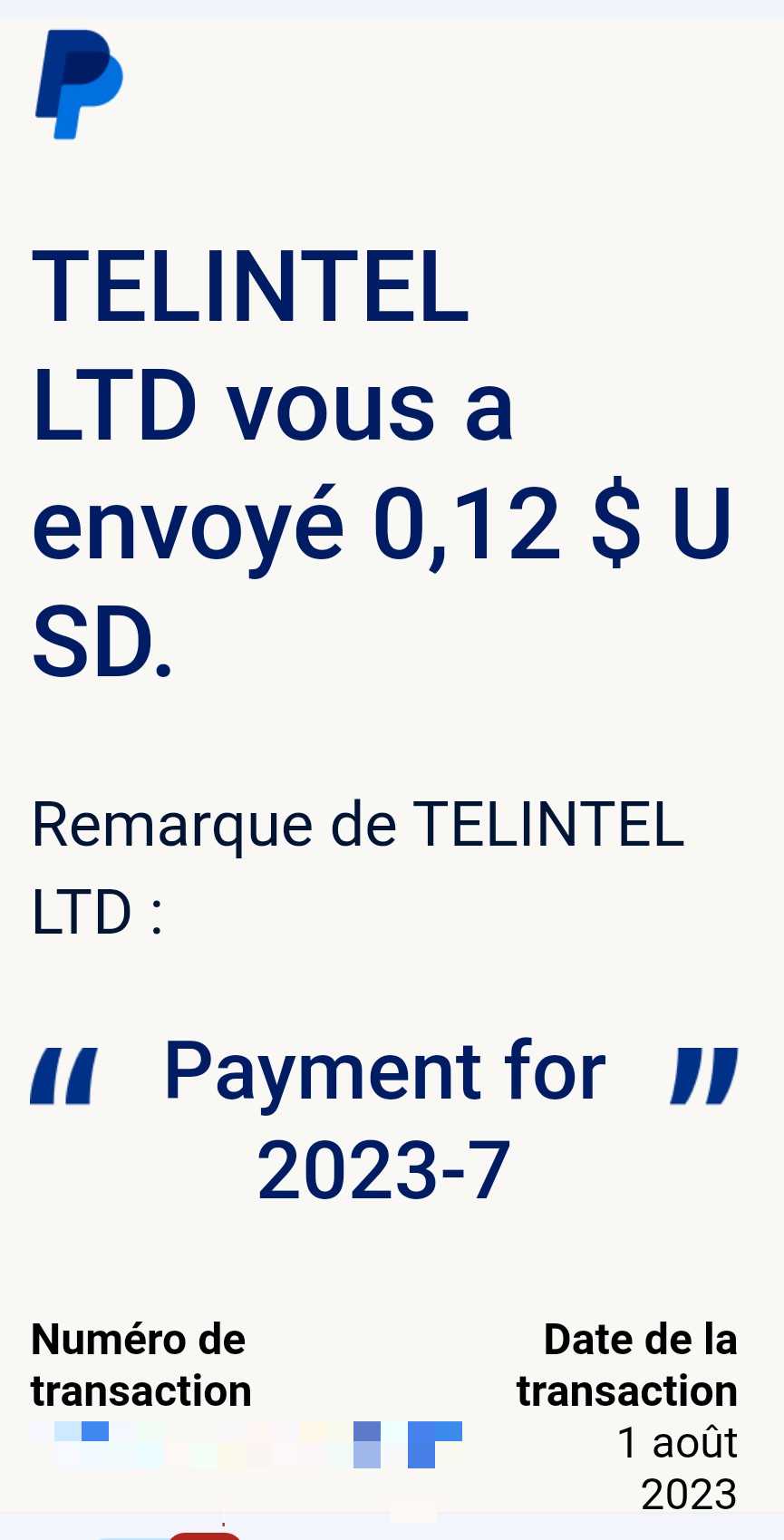 Preuve de paiement Control my sms de Up22