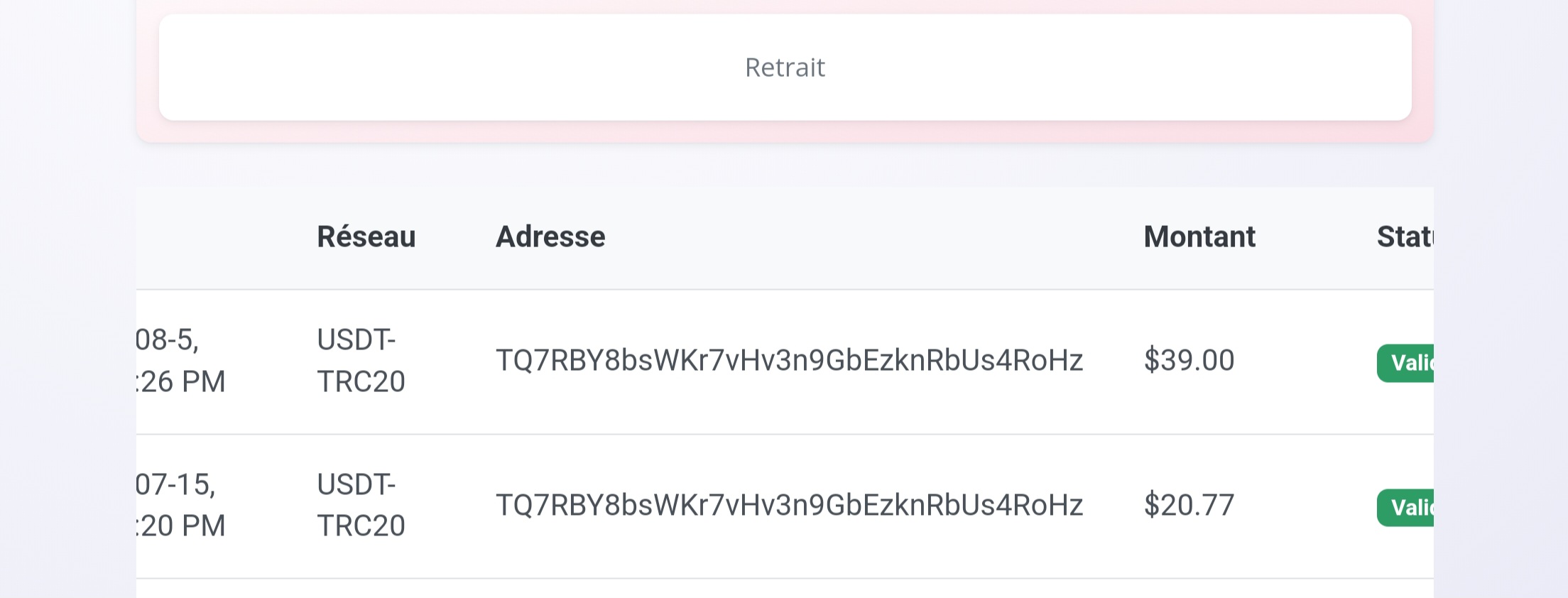 Preuve de paiement Verse network de Nico66