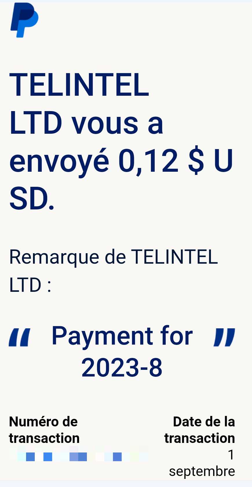 Preuve de paiement Control my sms de Up22