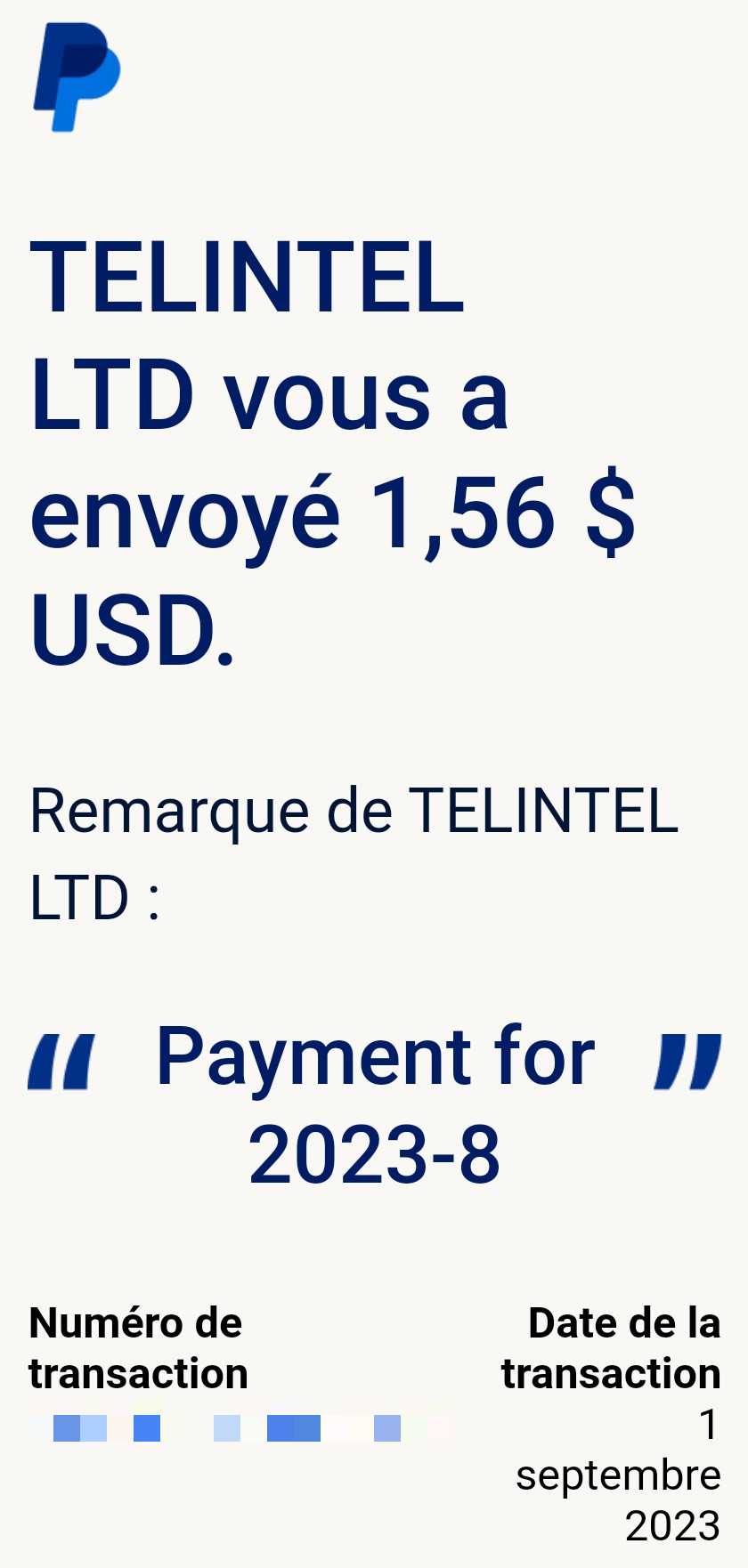 Preuve de paiement Control my sms de Up22