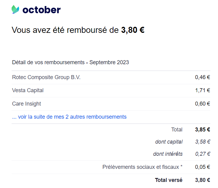 Preuve de paiement October de Xandre