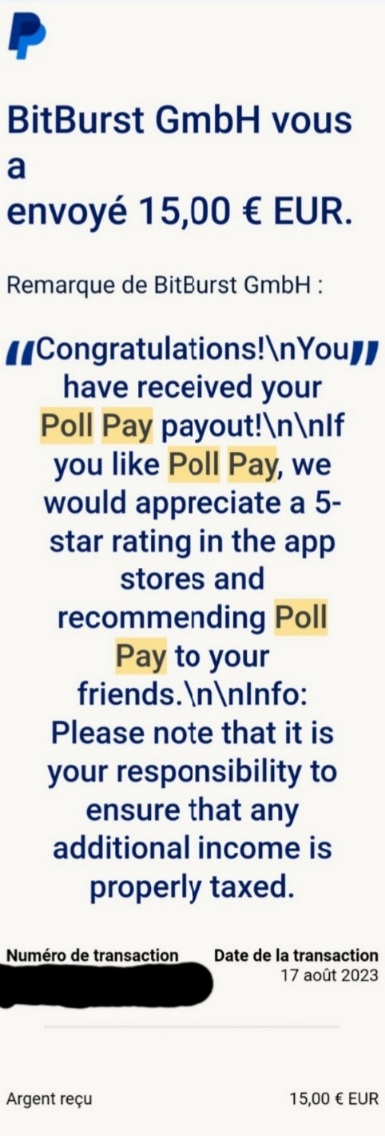 Preuve de paiement Poll pay de Kelly68