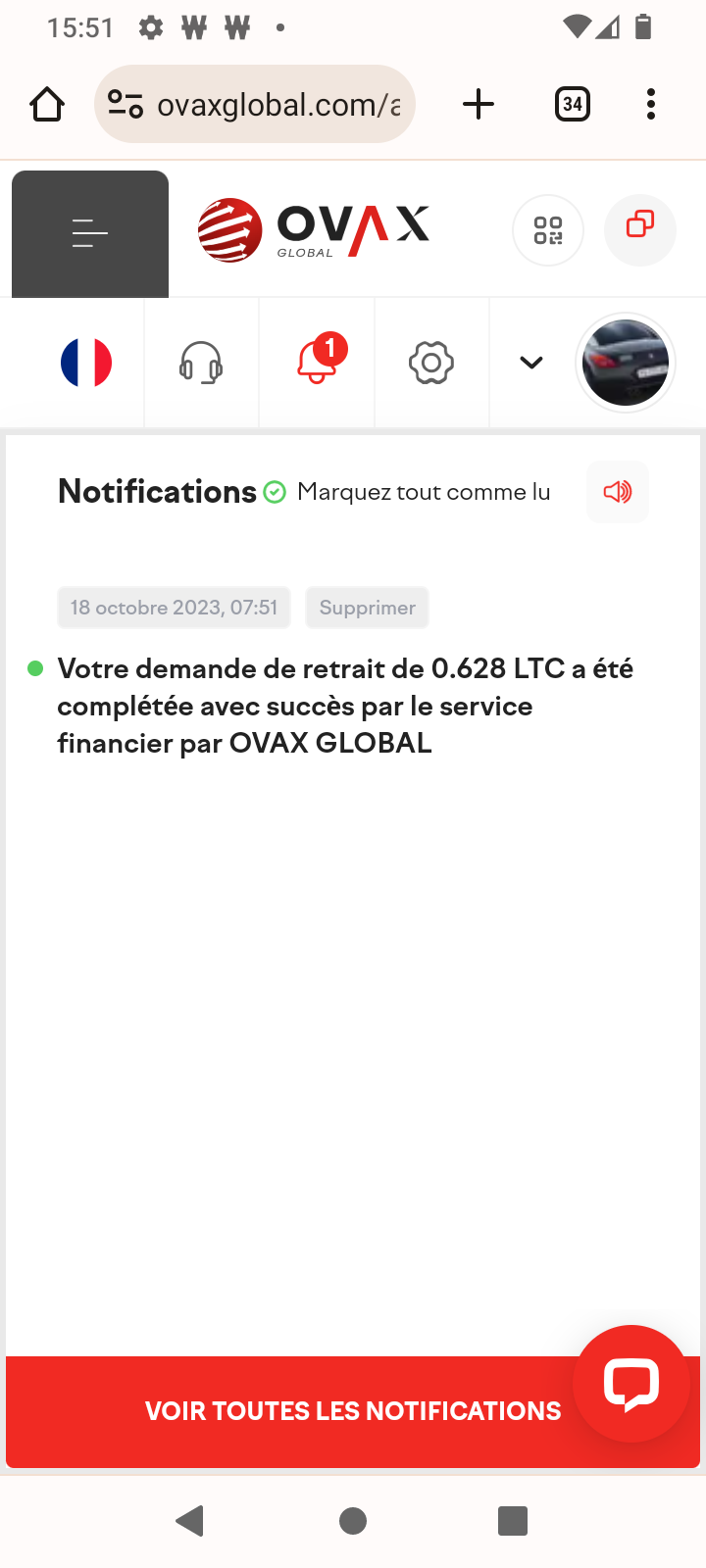 Preuve de paiement Ovax global de TBE1997