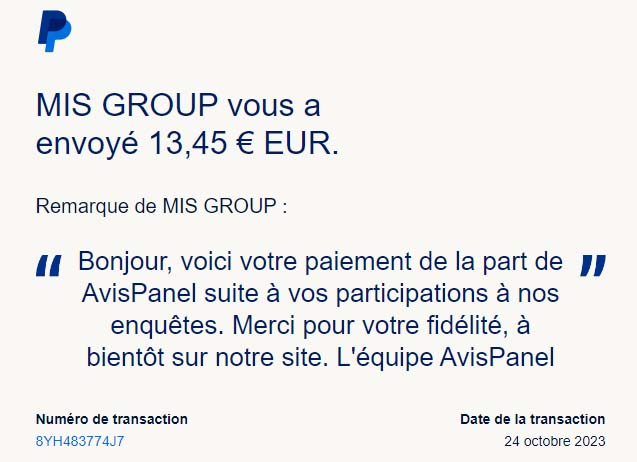 Preuve de paiement Avispanel de surlalune