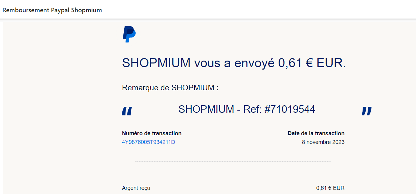 Preuve de paiement Shopmium de Bibouza