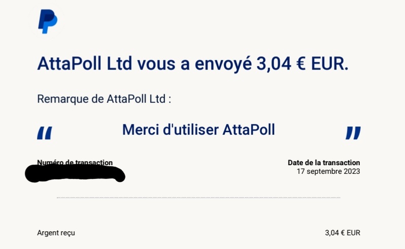 Preuve de paiement Attapoll de Kelly68