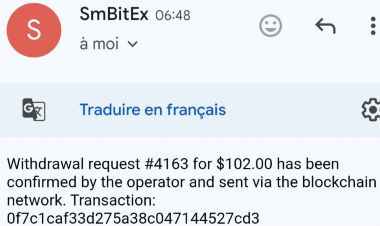 Preuve de paiement Smbitex de Nico66