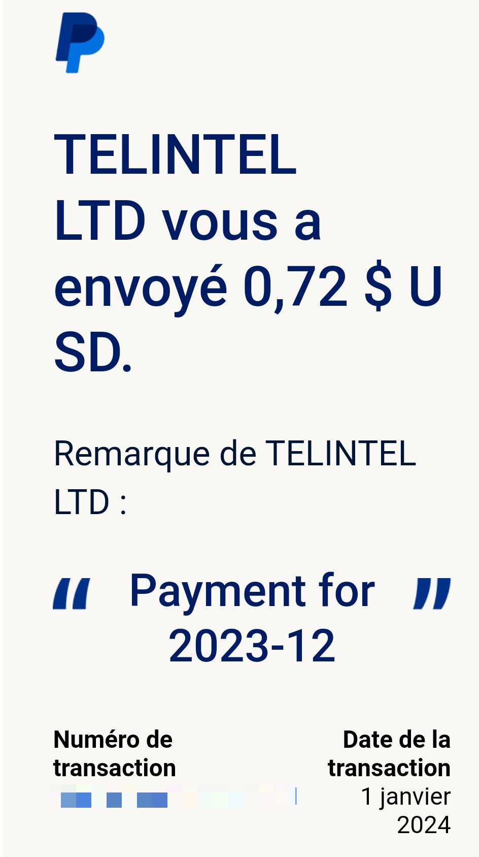 Preuve de paiement Control my sms de Up22