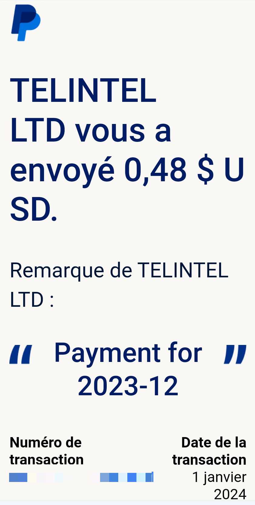 Preuve de paiement Control my sms de Up22