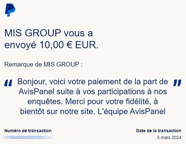 Preuve de paiement Avispanel de surlalune