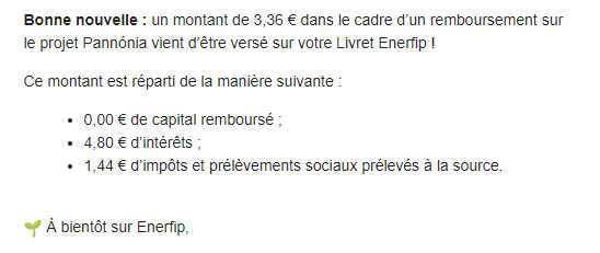 Preuve de paiement Enerfip de Xandre