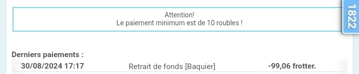 Preuve de paiement Wmrfast de Tsara