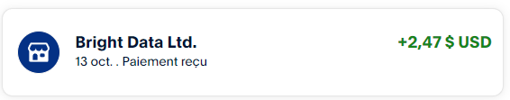 Preuve de paiement Bright data earnapp de darkray0110