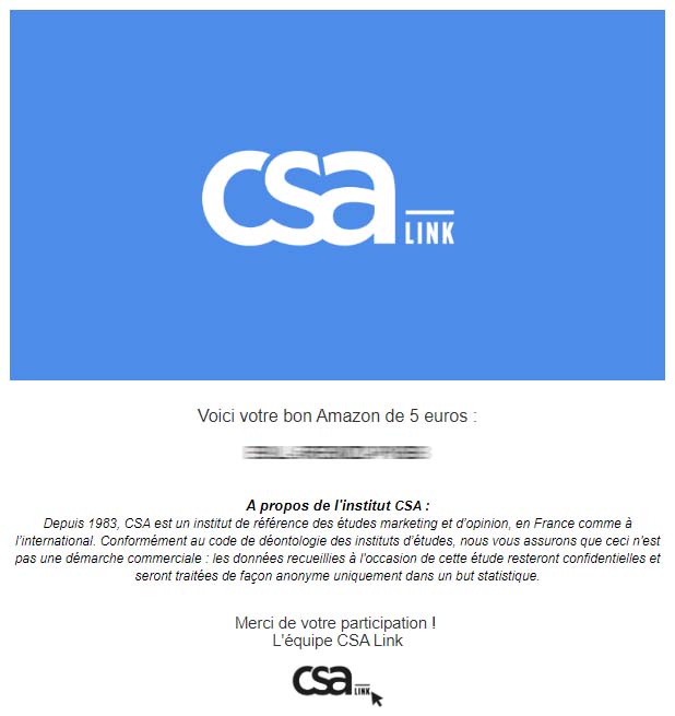 Preuve de paiement CSA Link de surlalune