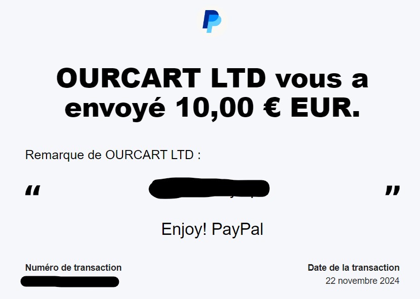 Preuve de paiement Storewards de Up22