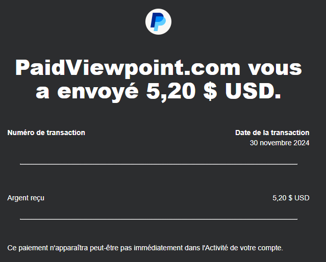 Preuve de paiement Paidviewpoint de darkray0110