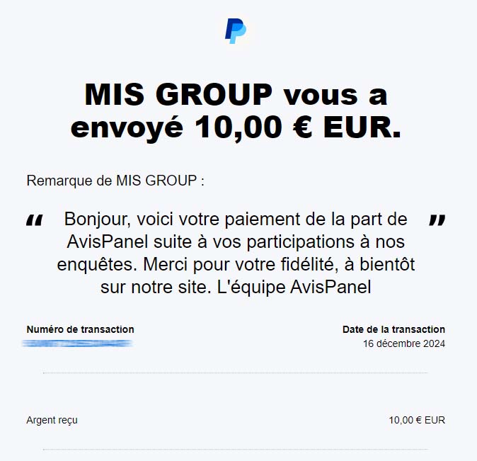 Preuve de paiement Avispanel de surlalune