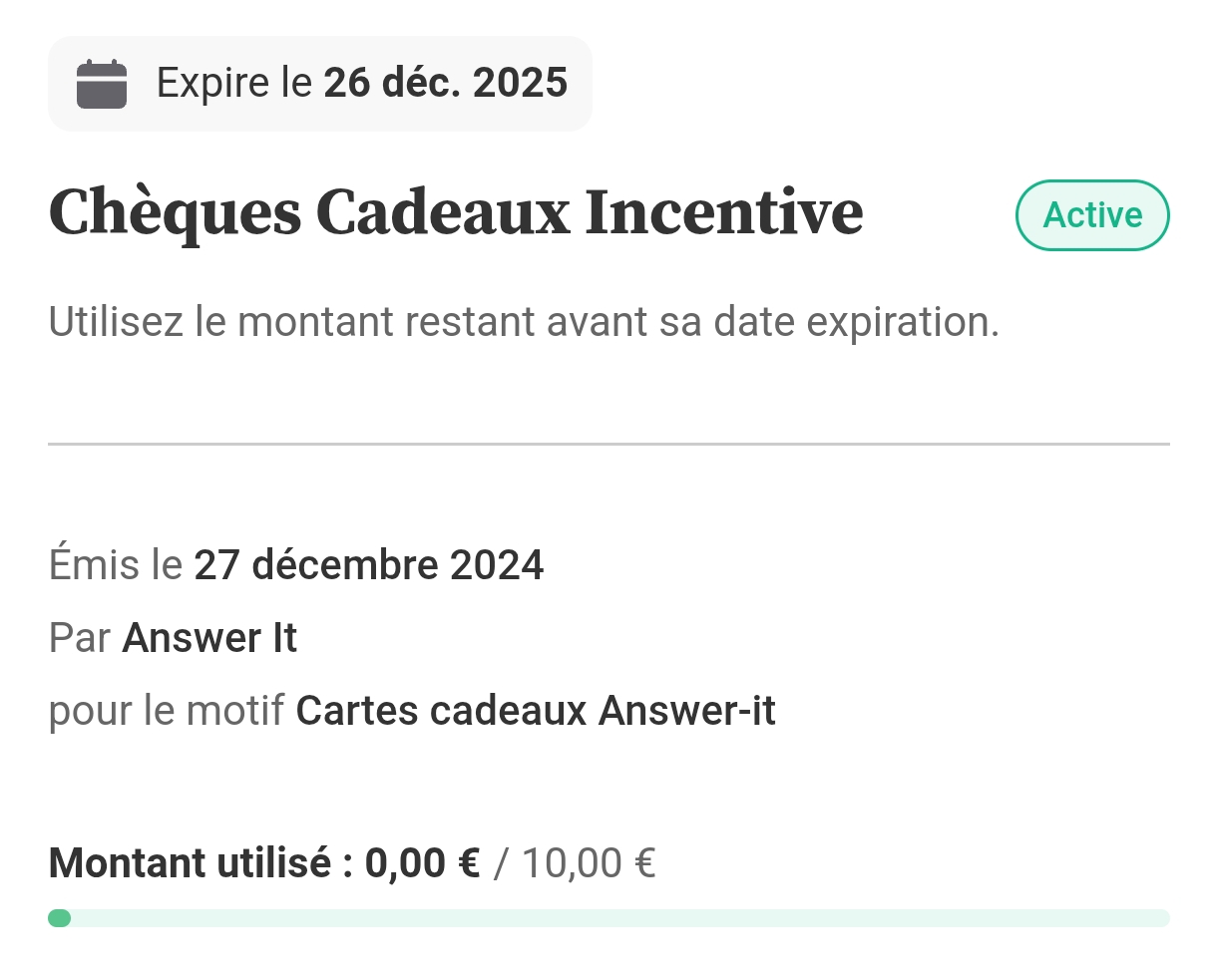 Preuve de paiement Answer it de Guillaume