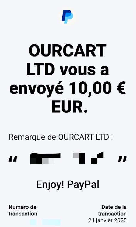 Preuve de paiement Storewards de Up22