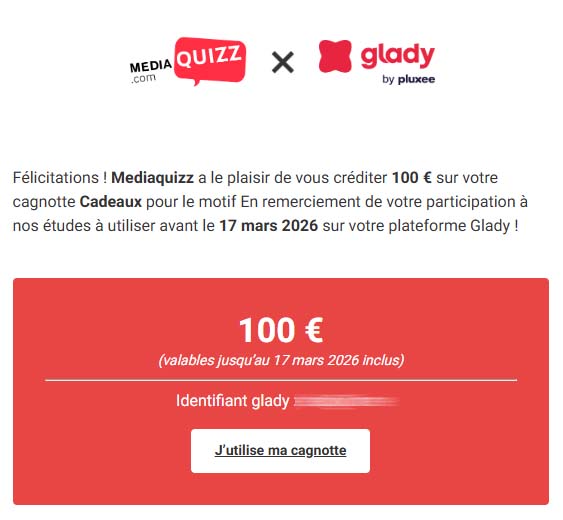 Preuve de paiement Mediaquizz de surlalune