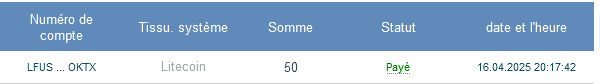 Preuve de paiement Aviso de daoud