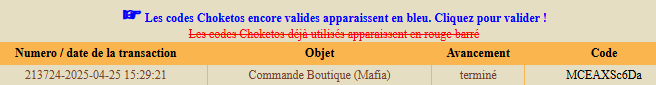 Preuve de paiement Chocokdo de Clicfoo