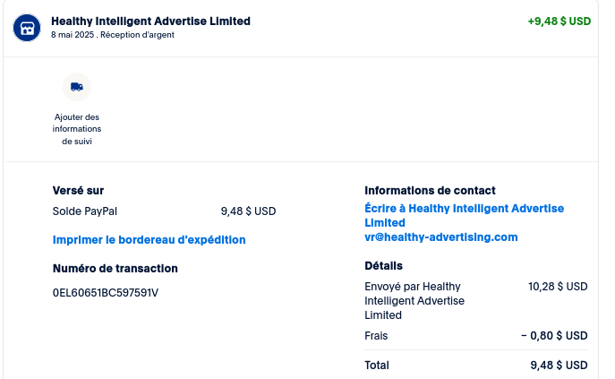 Preuve de paiement Sms profit de TheGodFather