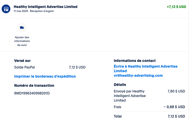 Preuve de paiement Sms profit de TheGodFather