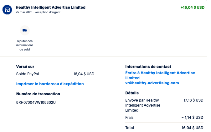 Preuve de paiement Sms profit de TheGodFather