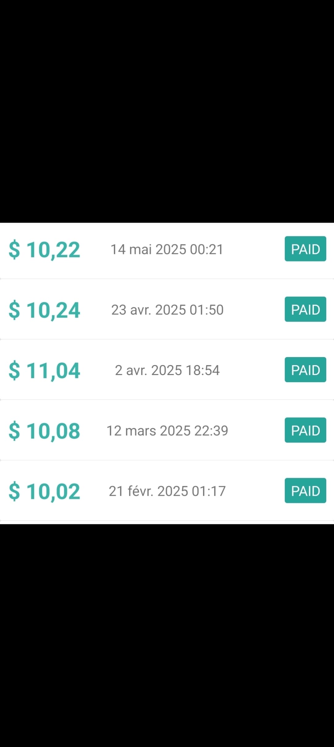 Preuve de paiement Sms profit de Kenya