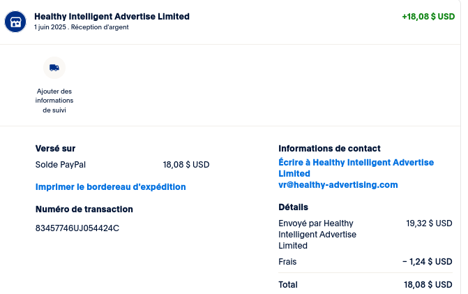 Preuve de paiement Sms profit de TheGodFather