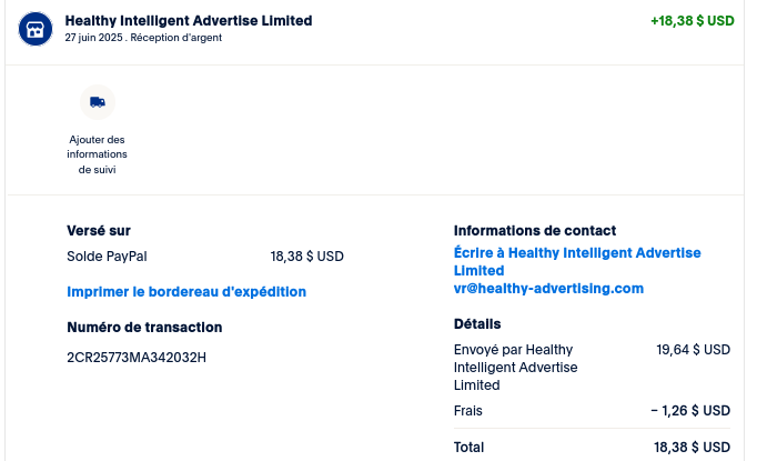 Preuve de paiement Sms profit de TheGodFather