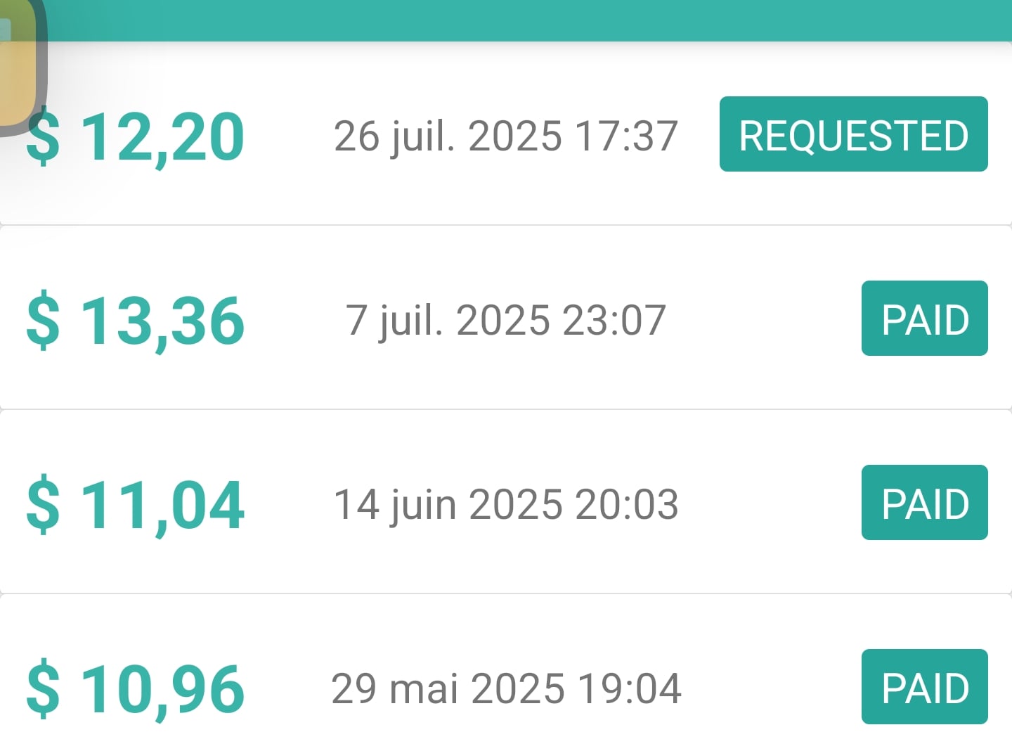 Preuve de paiement Sms profit de Kenya