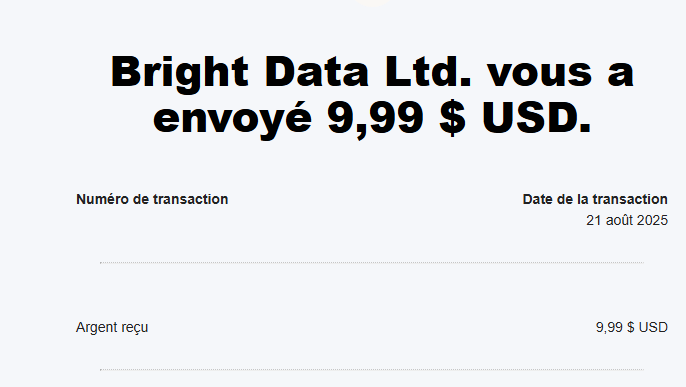 Preuve de paiement Bright data earnapp de darkray0110