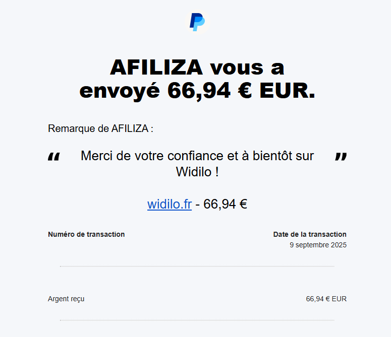 Preuve de paiement Widilo de darkray0110