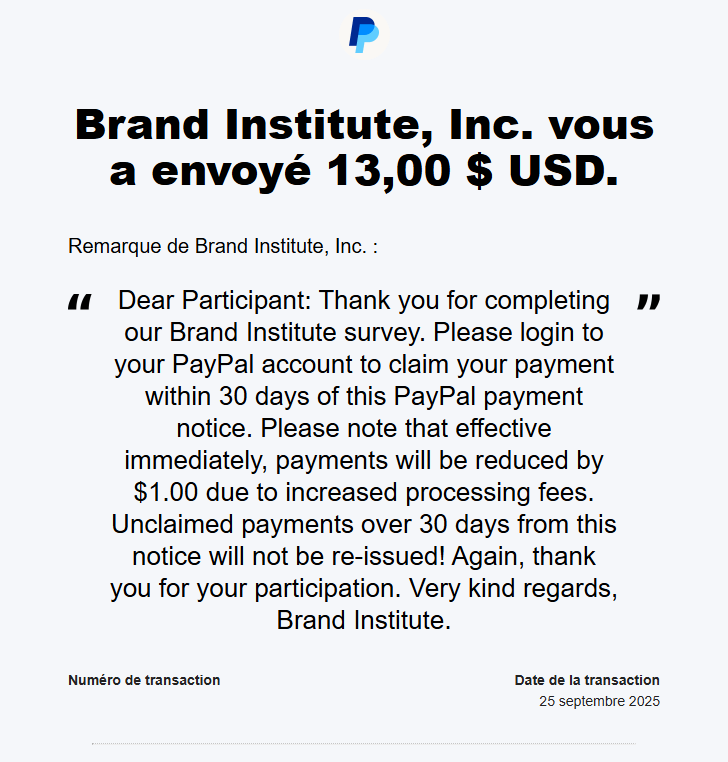 Preuve de paiement Brand institute de darkray0110
