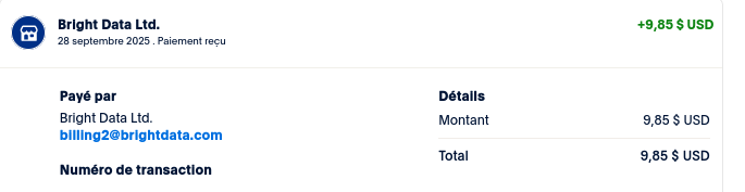Preuve de paiement Bright data earnapp de TheGodFather