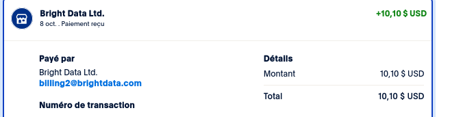 Preuve de paiement Bright data earnapp de TheGodFather
