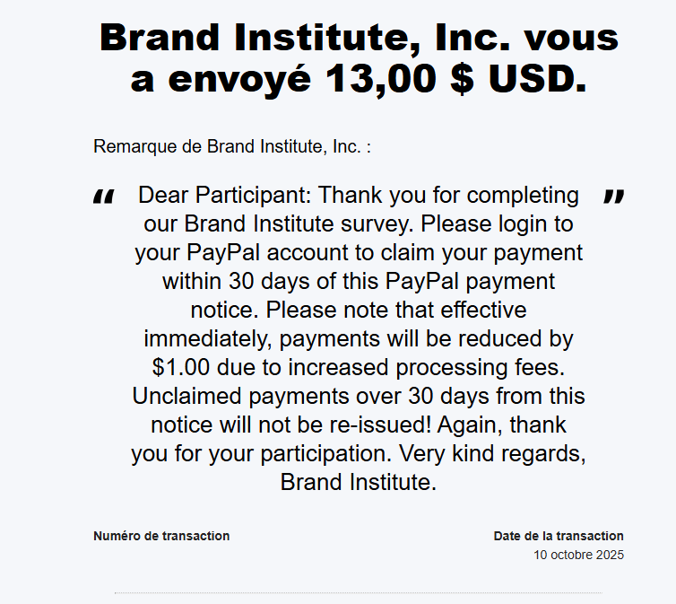 Preuve de paiement Brand institute de darkray0110
