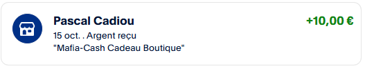Preuve de paiement Mafia-cash de Clicfoo