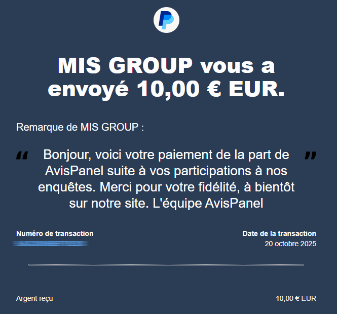 Preuve de paiement Avispanel de surlalune
