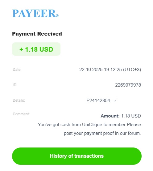 Preuve de paiement Uniclique de massenet