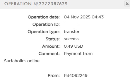 Preuve de paiement Surfaholics de massenet