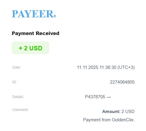 Preuve de paiement Goldenclix de massenet