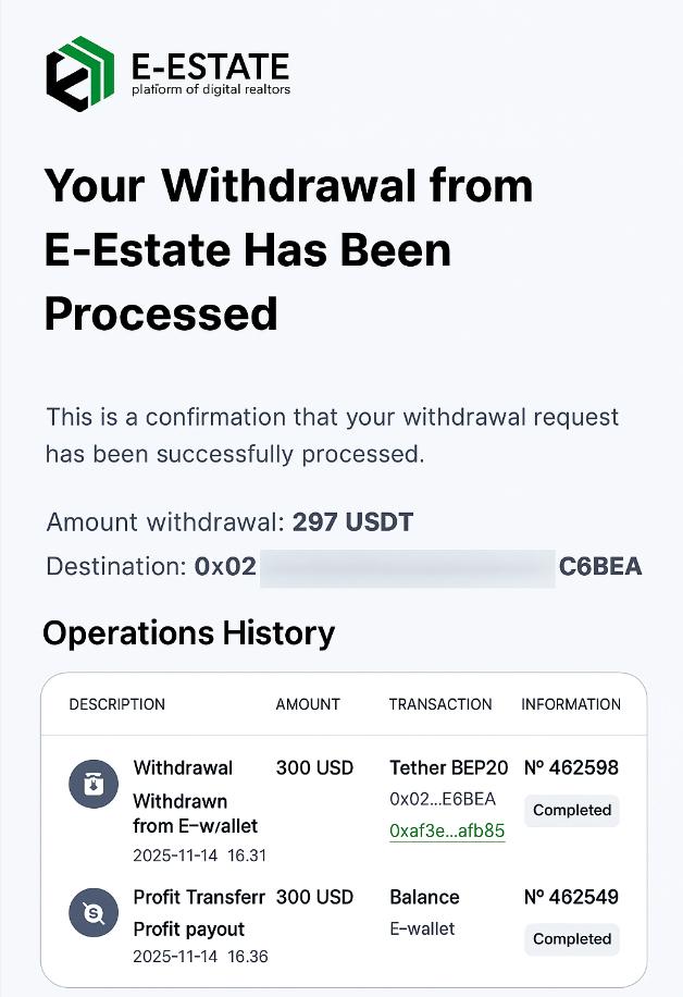 Preuve de paiement E-estate de franckmlm