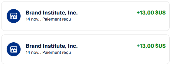 Preuve de paiement Brand institute de darkray0110